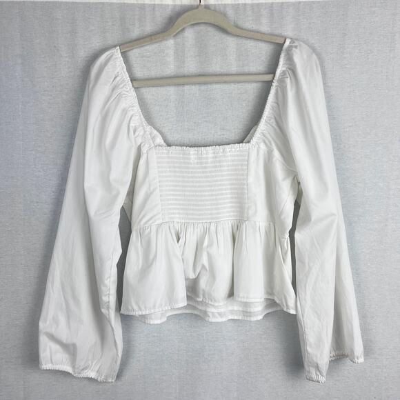 Abercrombie and Fitch Milkmaid Blouse Top White Cottagecore Cotton Romantic - Picture 3 of 8